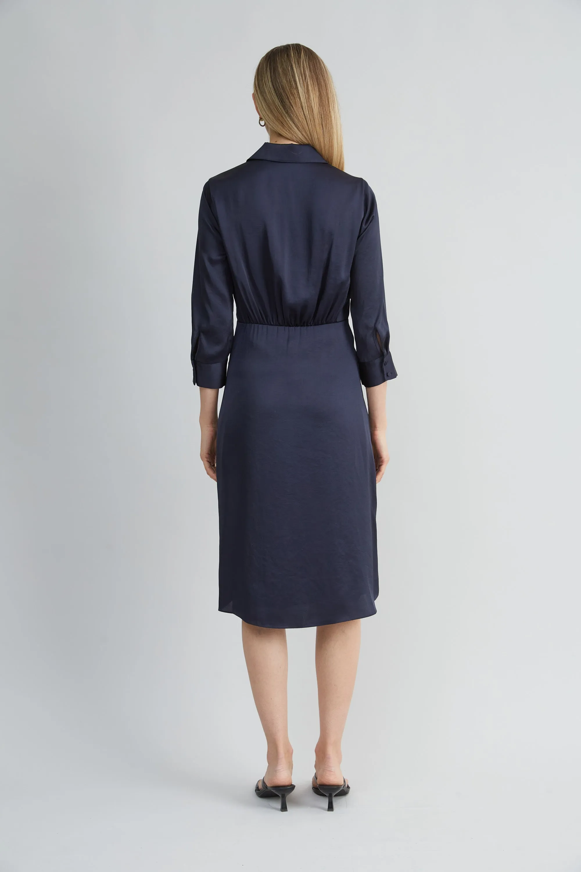 Satin Tie Shirt Dress