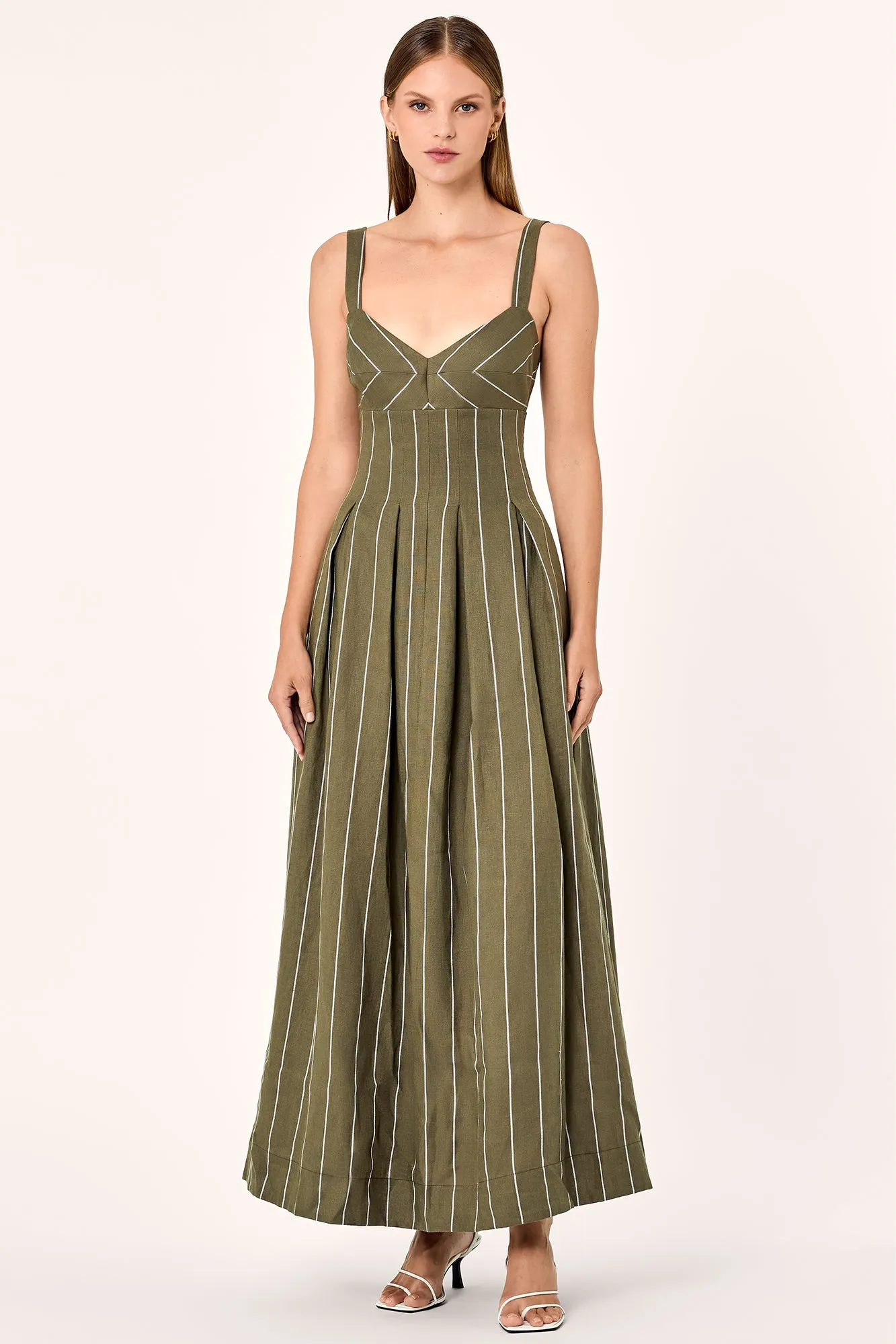 Selene Dress - Olive/Milk