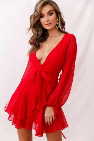 Sheri Hail Spot Chiffon Dress Red