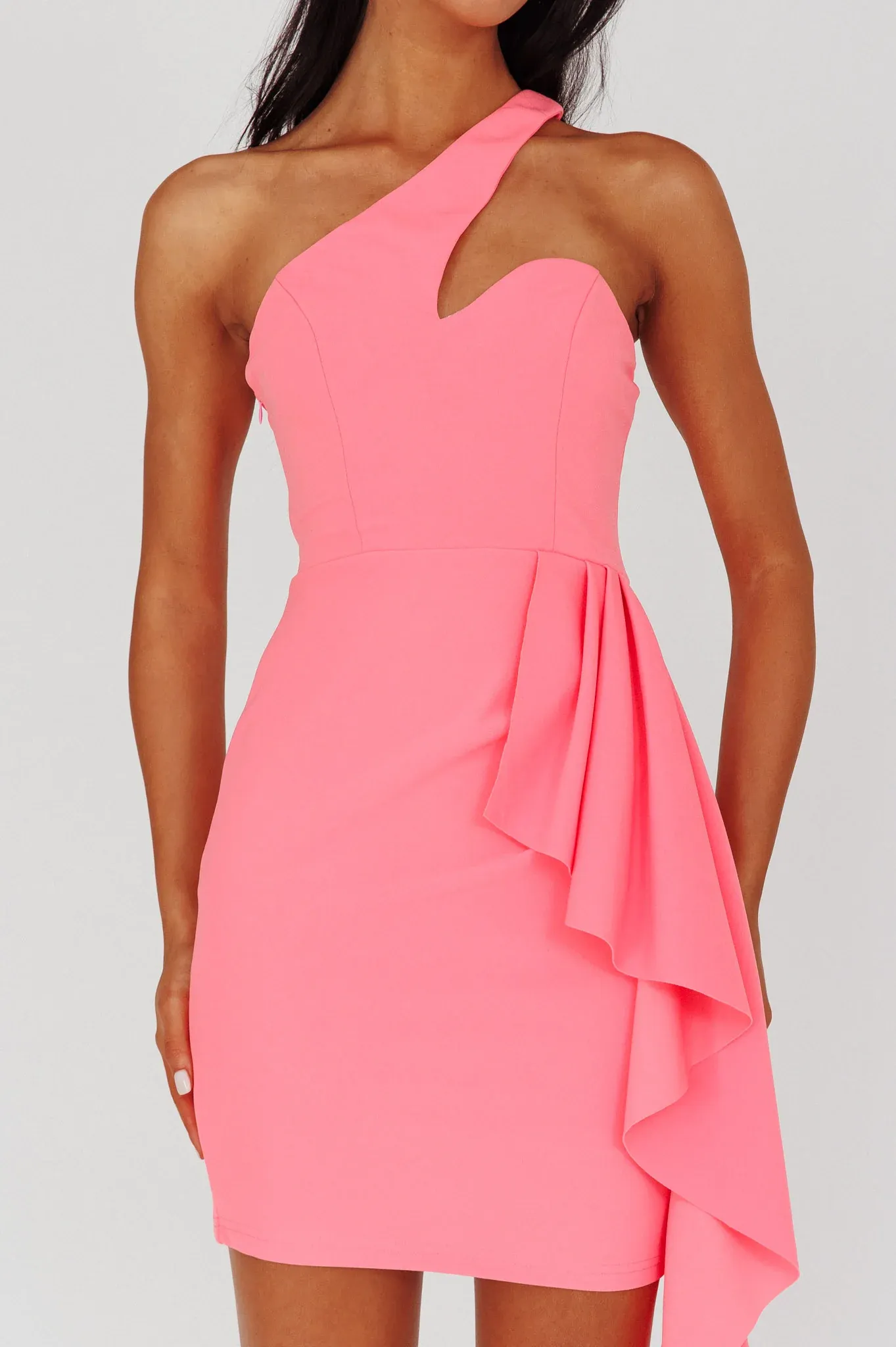 Shooting Stars One-Shoulder Mini Dress Pink