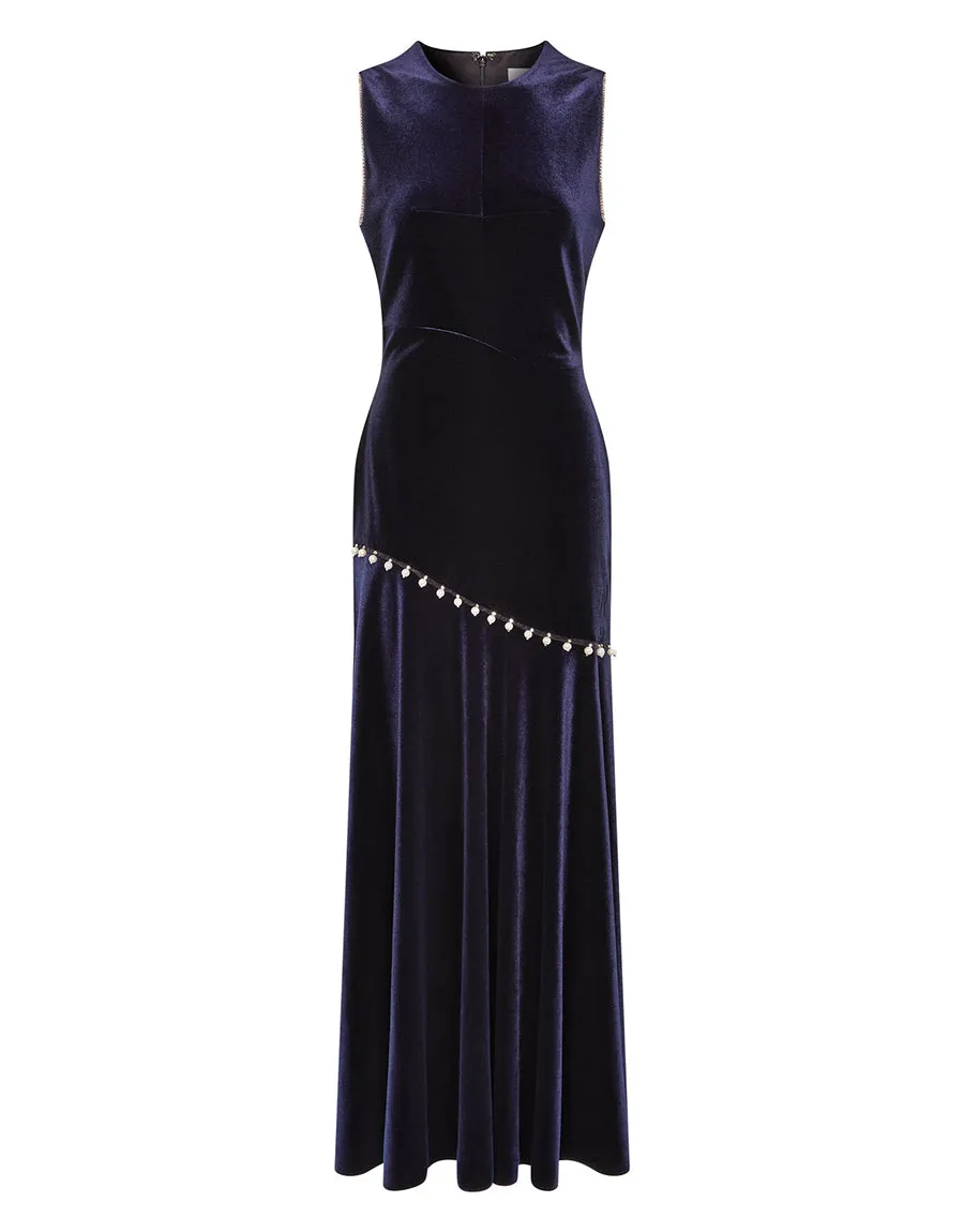 Sole Velvet Maxi Dress - Navy - SALE