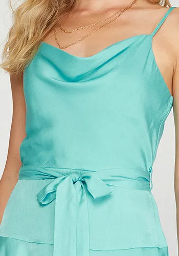Sugar Craving Dress Aqua Satin