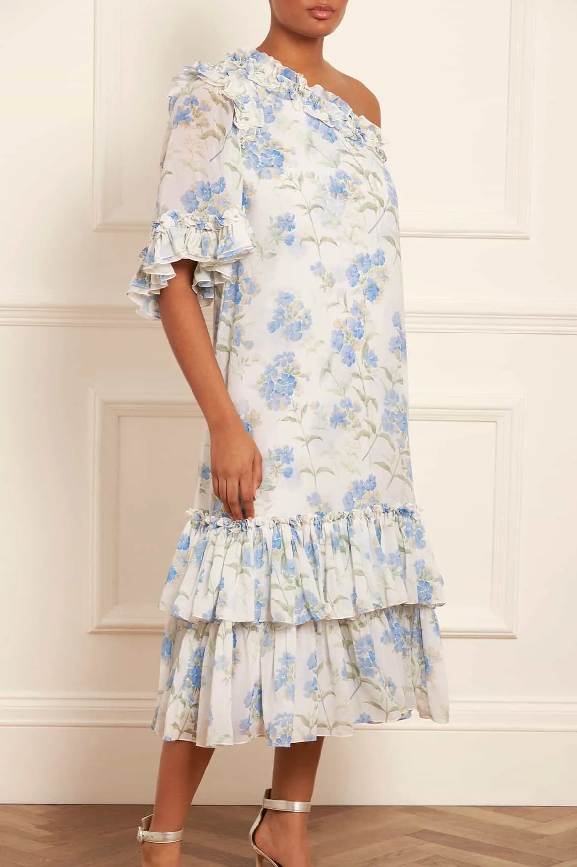 Summer Posy Chiffon One-Shoulder Ballerina Dress