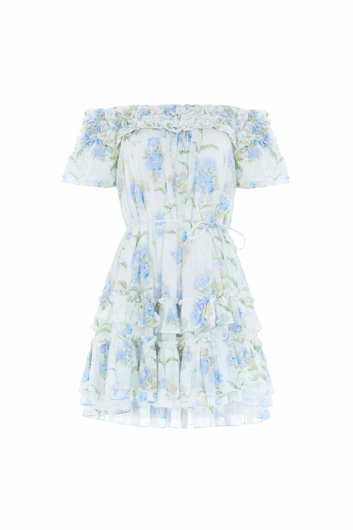 Summer Posy Cotton Off-Shoulder Micro Mini Dress