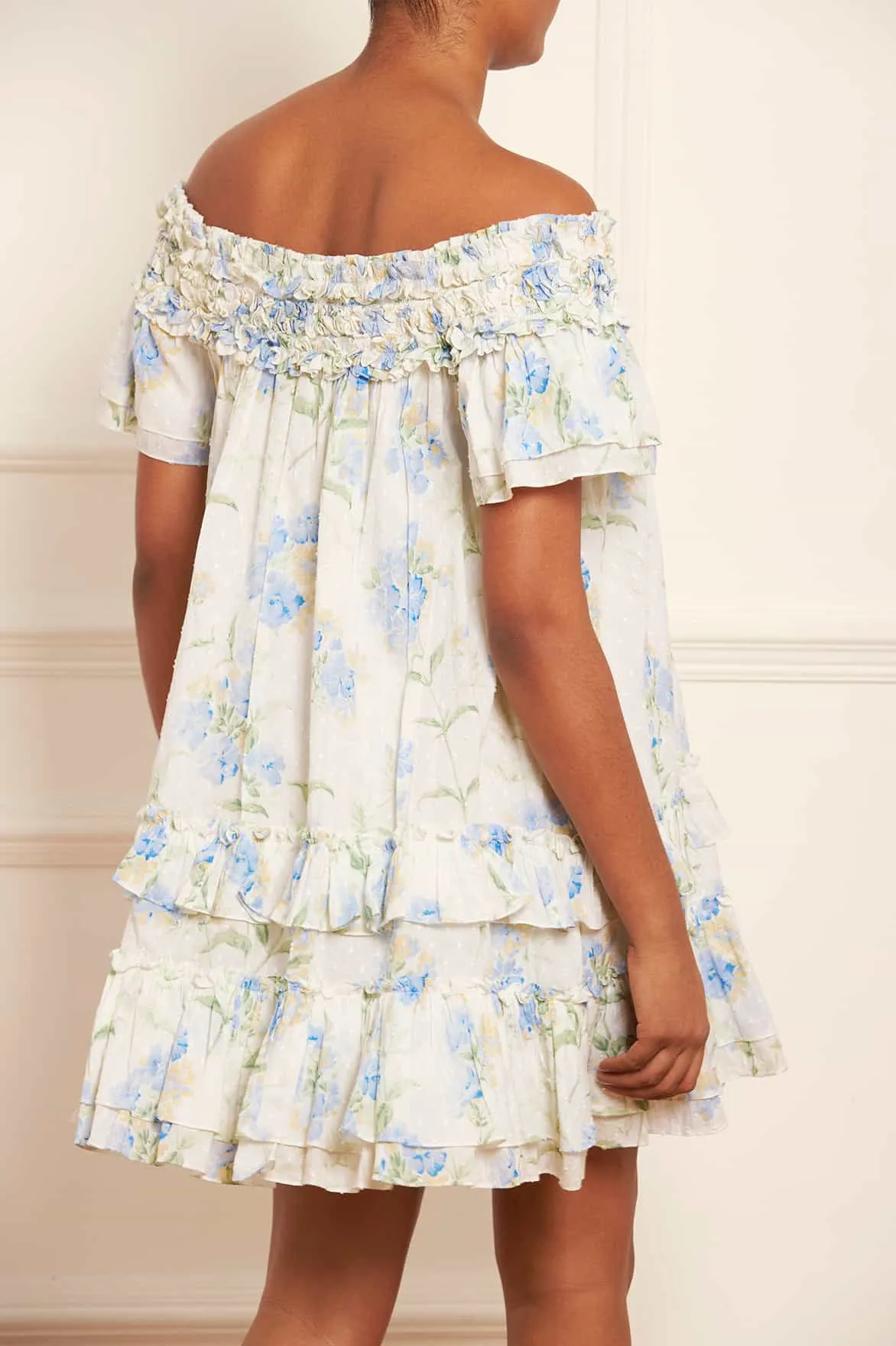 Summer Posy Cotton Off-Shoulder Micro Mini Dress