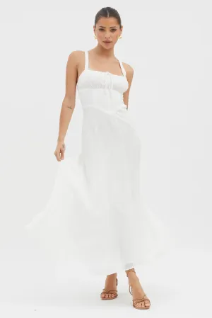 Sweet Pea Tied Bust A-Line Midi Dress White