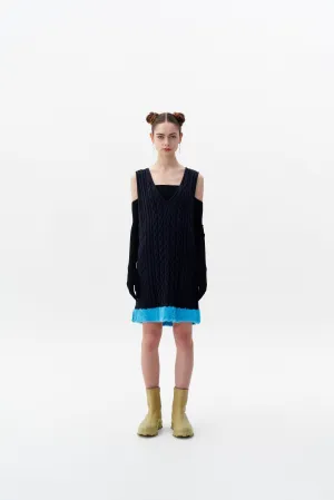 THEBE MIXED CABLE KNIT TANK DRESS