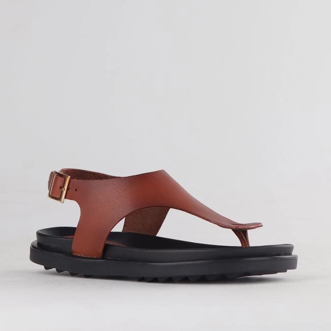 Toe Thong Sandal in Chestnut - 12692