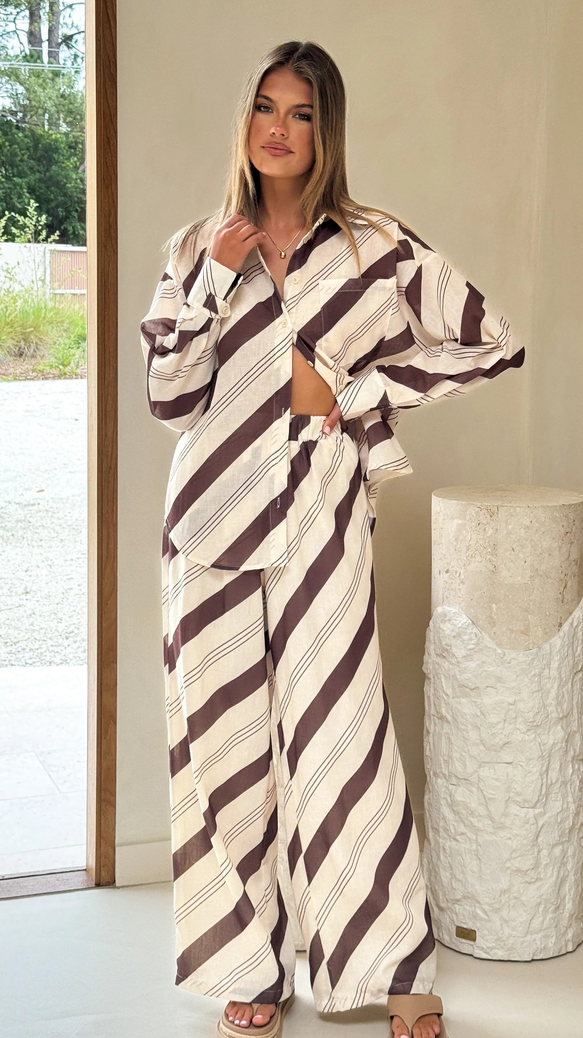 Torrey Wide Leg Pants - Cream/Cacao