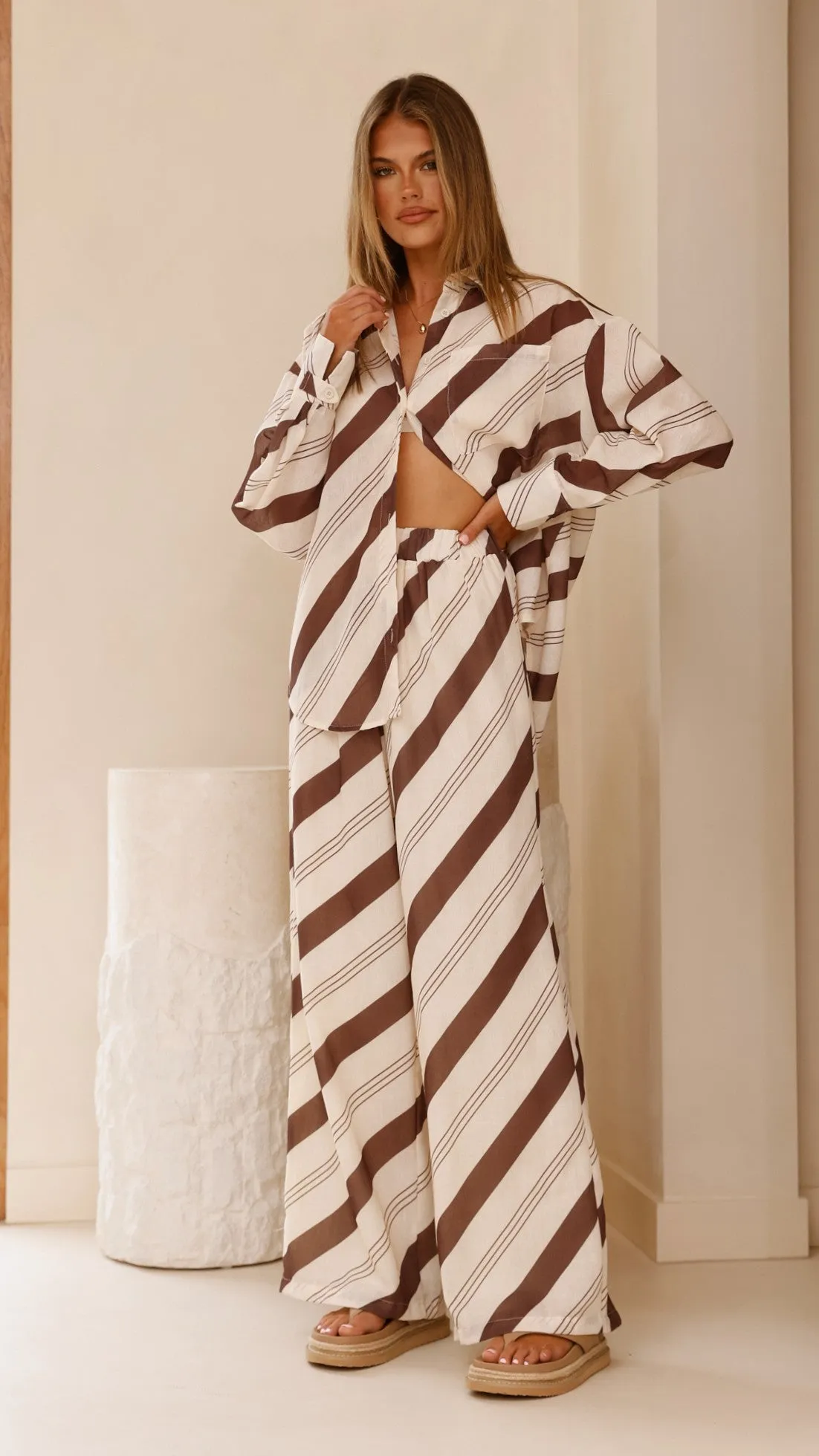 Torrey Wide Leg Pants - Cream/Cacao