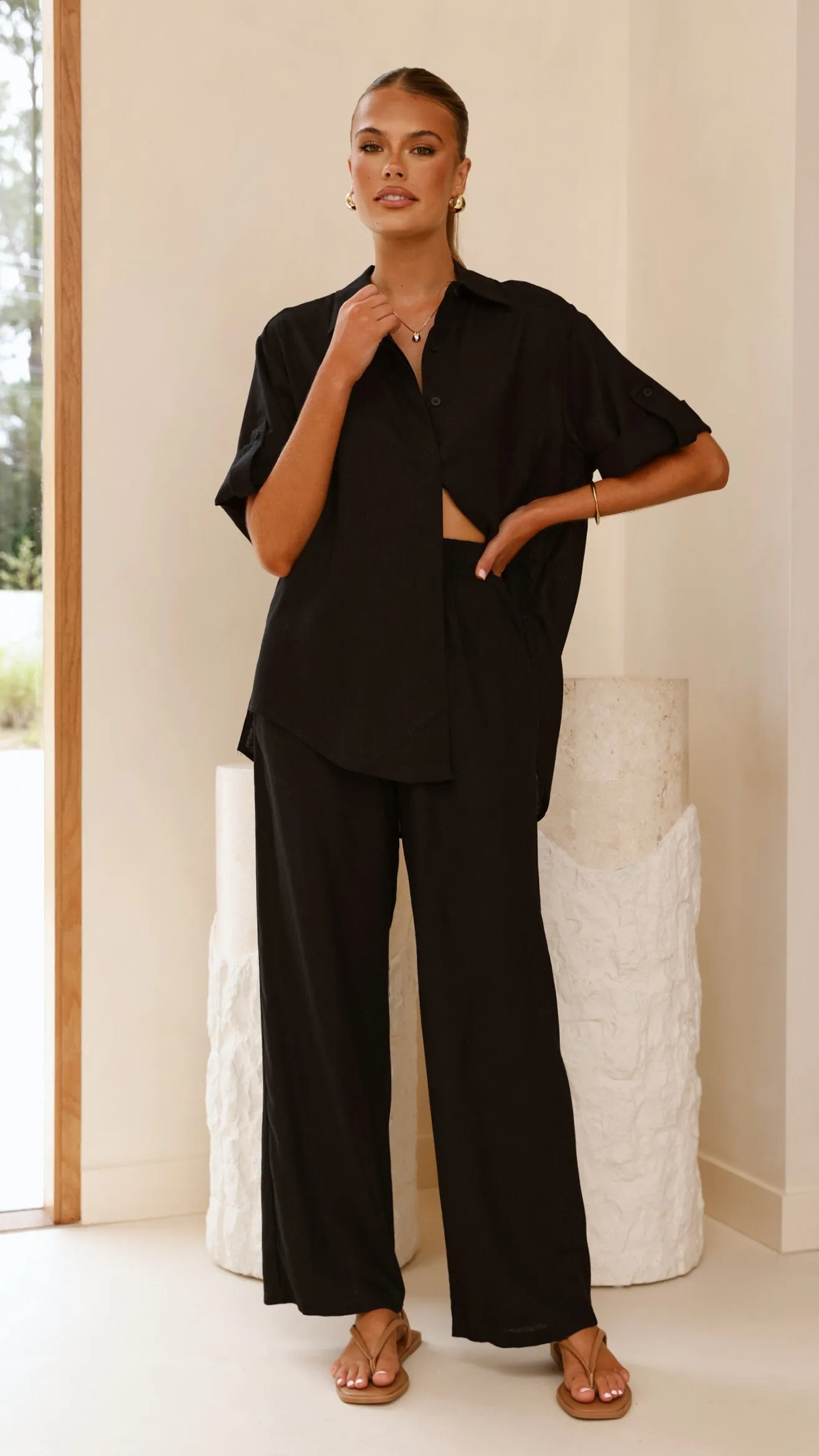 Vallerie Button Up Shirt - Black