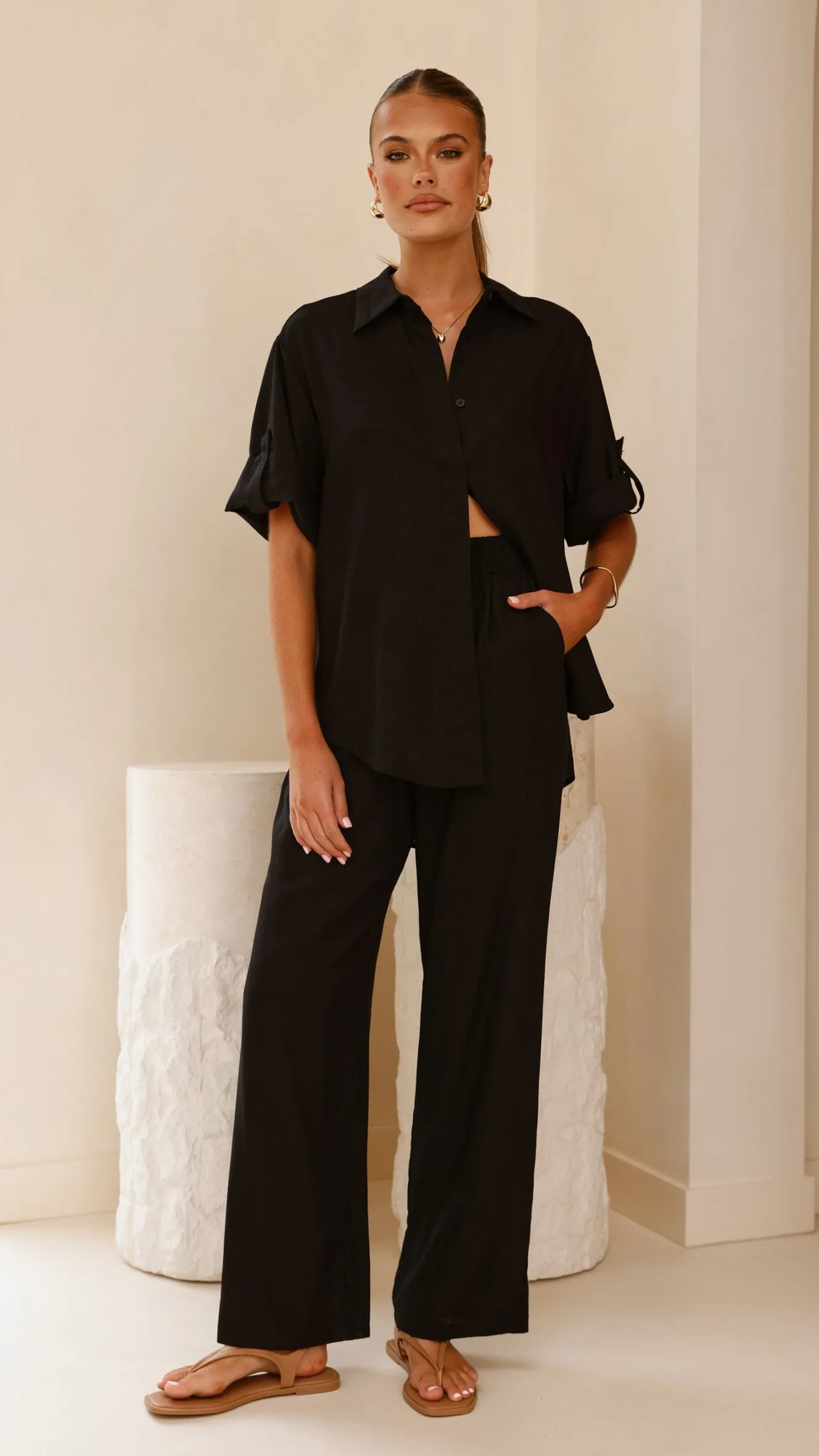 Vallerie Button Up Shirt - Black