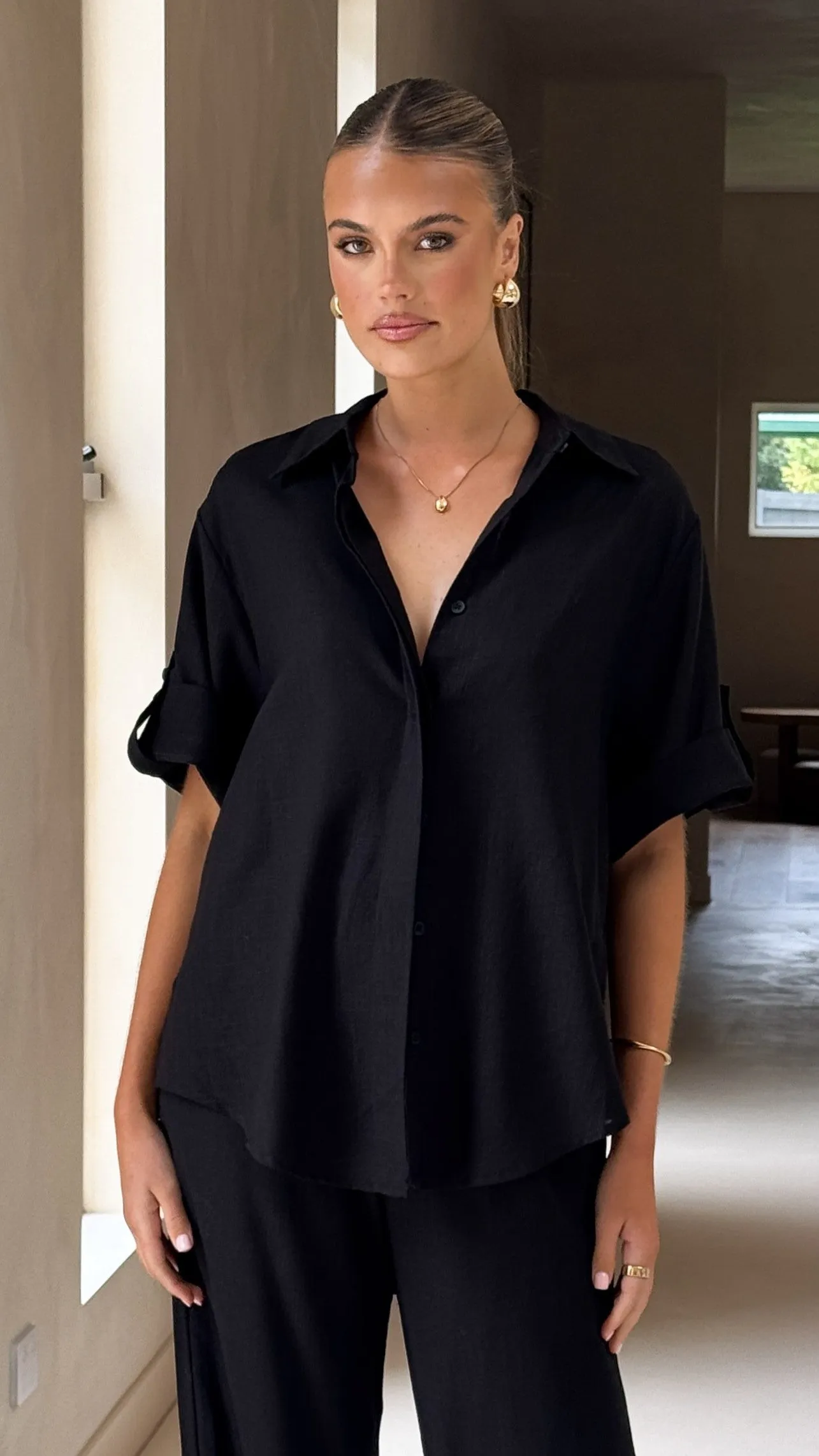 Vallerie Button Up Shirt - Black