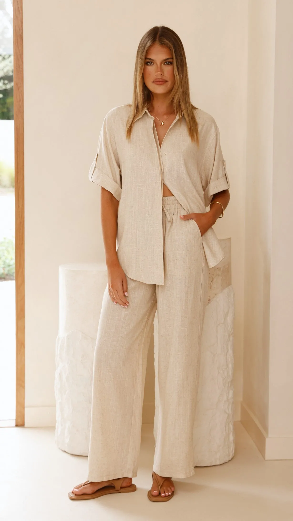 Vallerie Button Up Shirt - Natural
