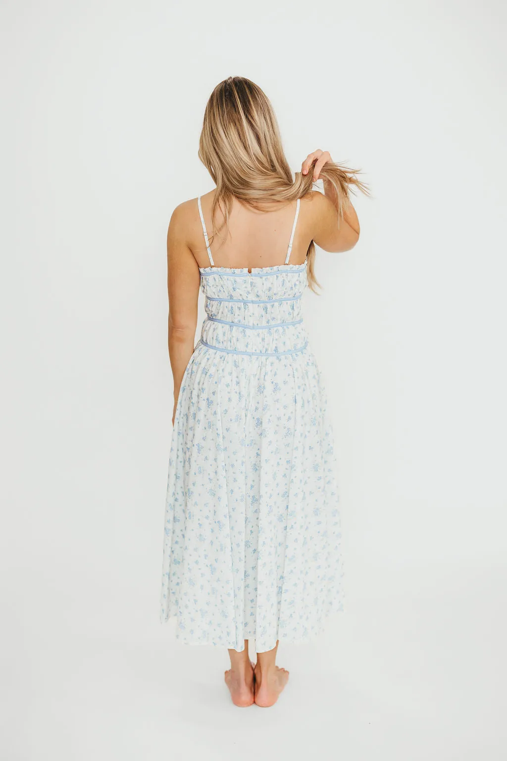 Vanessa Midi Dress in Blue