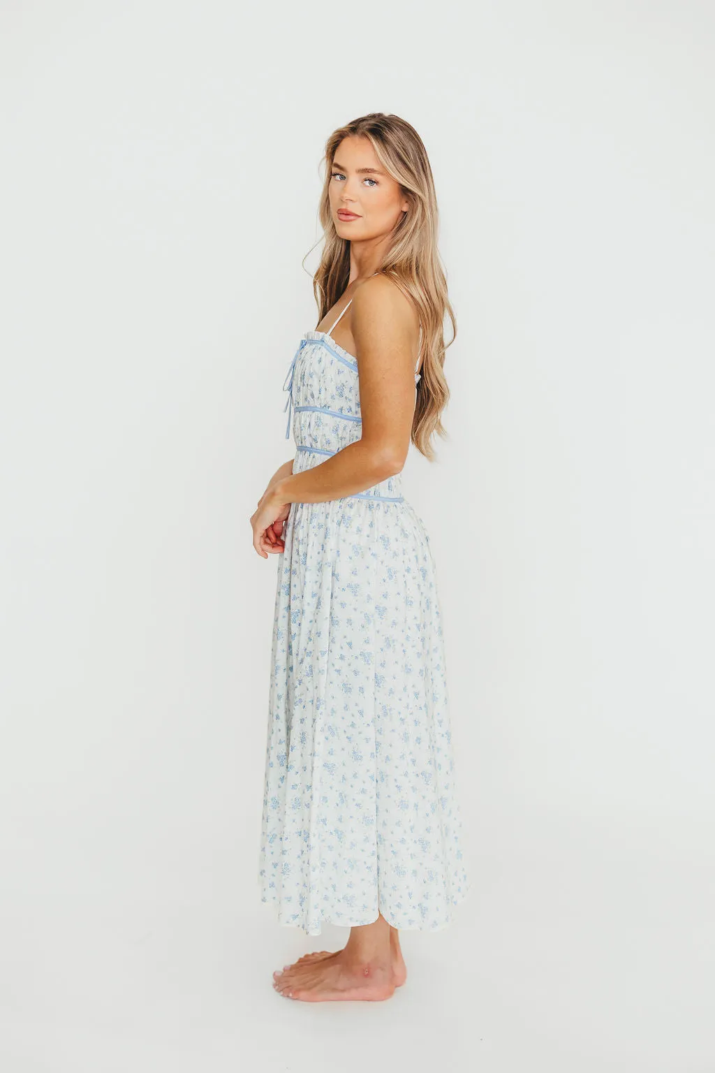 Vanessa Midi Dress in Blue