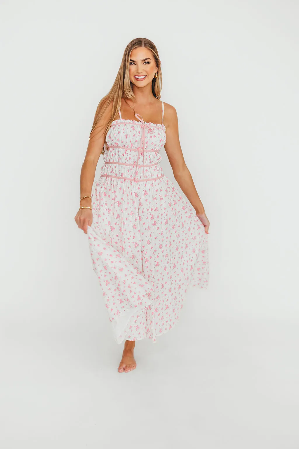 Vanessa Midi Dress in Pink