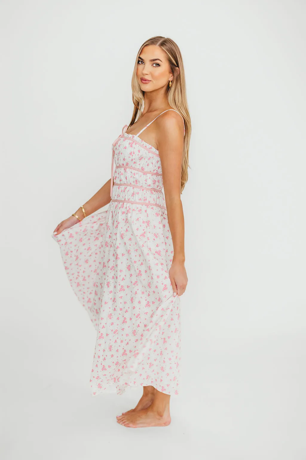 Vanessa Midi Dress in Pink