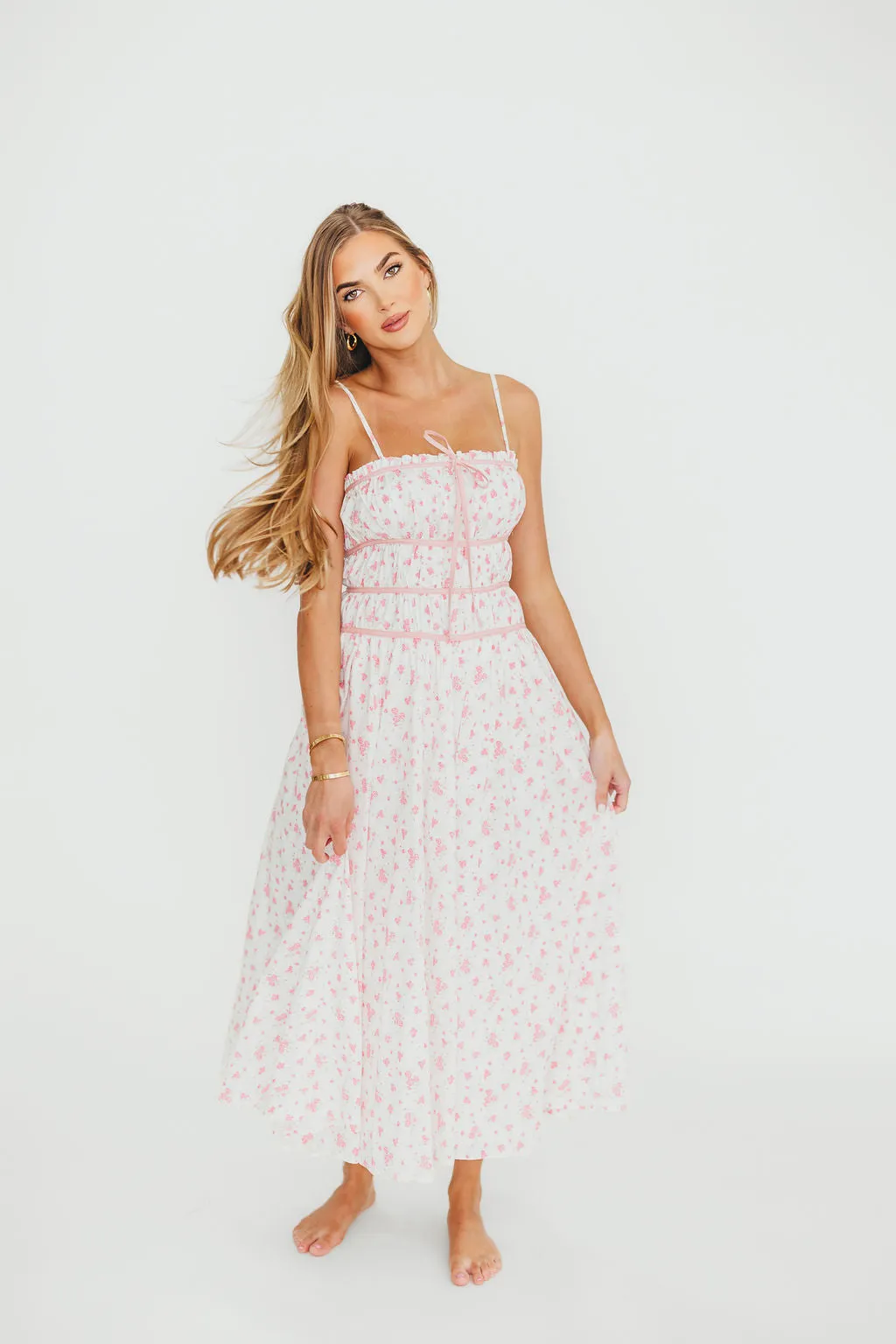 Vanessa Midi Dress in Pink