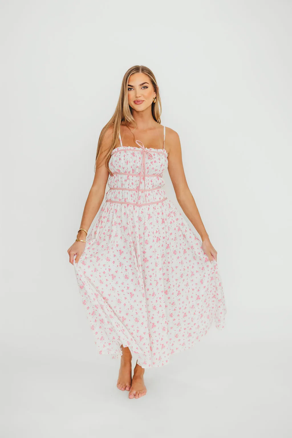 Vanessa Midi Dress in Pink