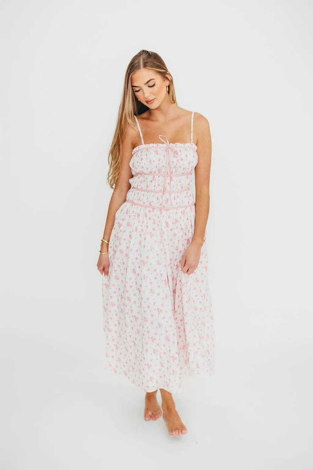 Vanessa Midi Dress in Pink