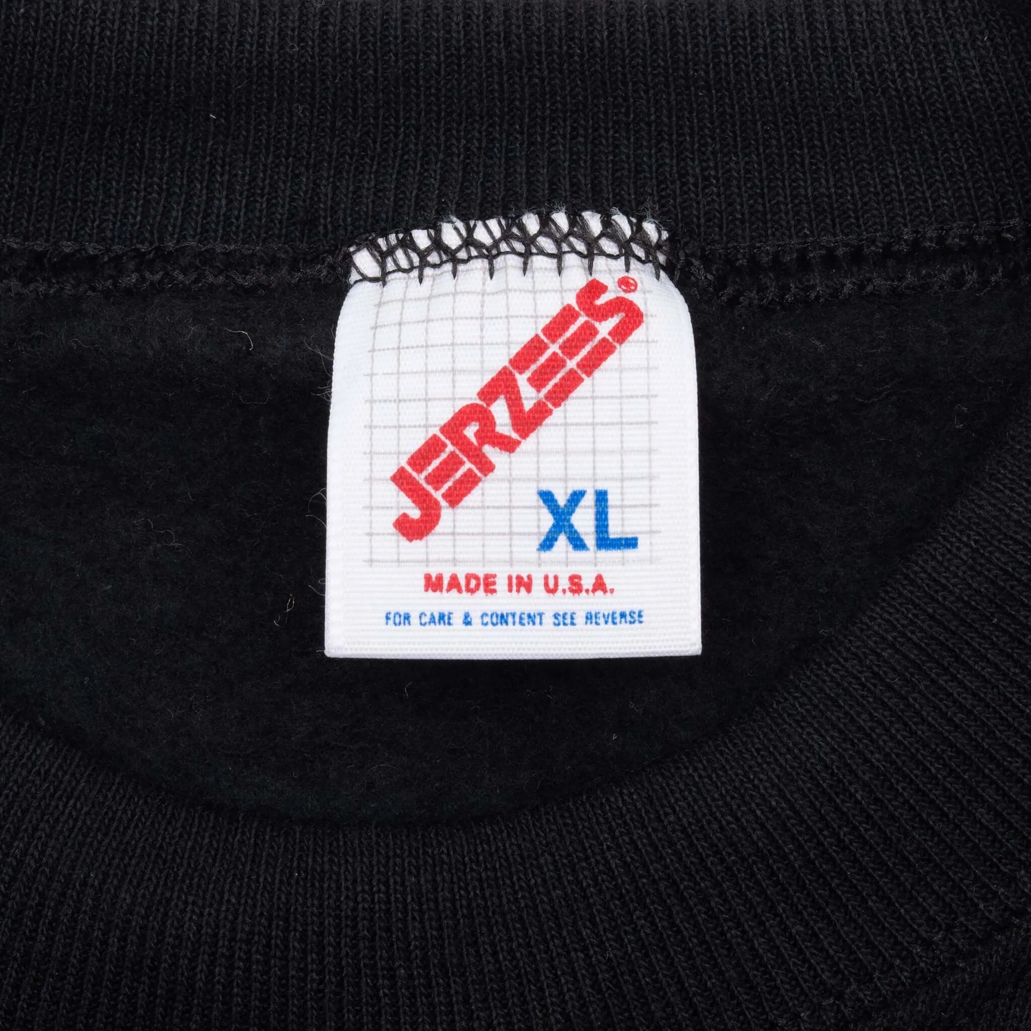 VINTAGE JERZEES BLACK BLANK CREWNECK SWEATSHIRT 1990S LARGE MADE IN USA DEADSTOCK