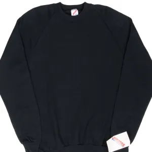 VINTAGE JERZEES BLACK BLANK CREWNECK SWEATSHIRT 1990S LARGE MADE IN USA DEADSTOCK