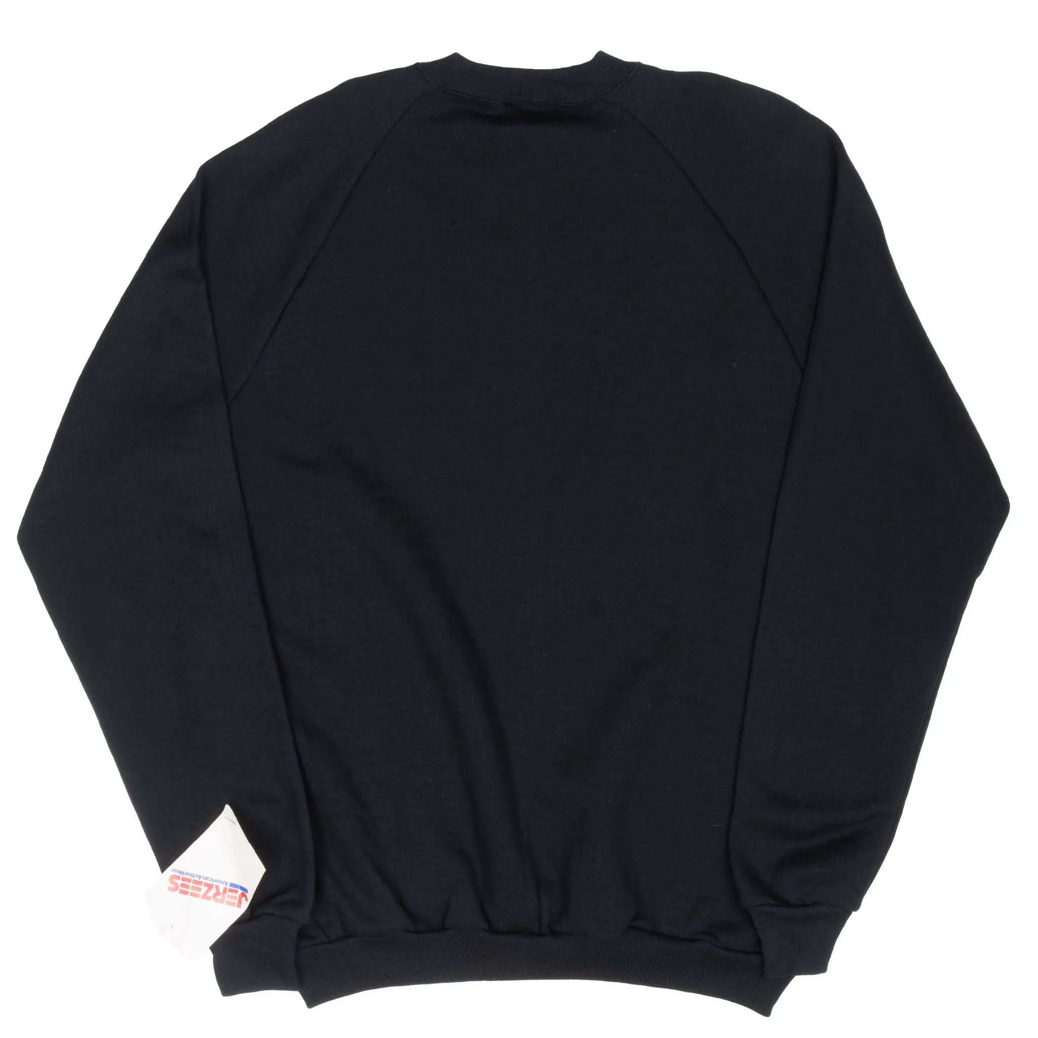 VINTAGE JERZEES BLACK BLANK CREWNECK SWEATSHIRT 1990S LARGE MADE IN USA DEADSTOCK