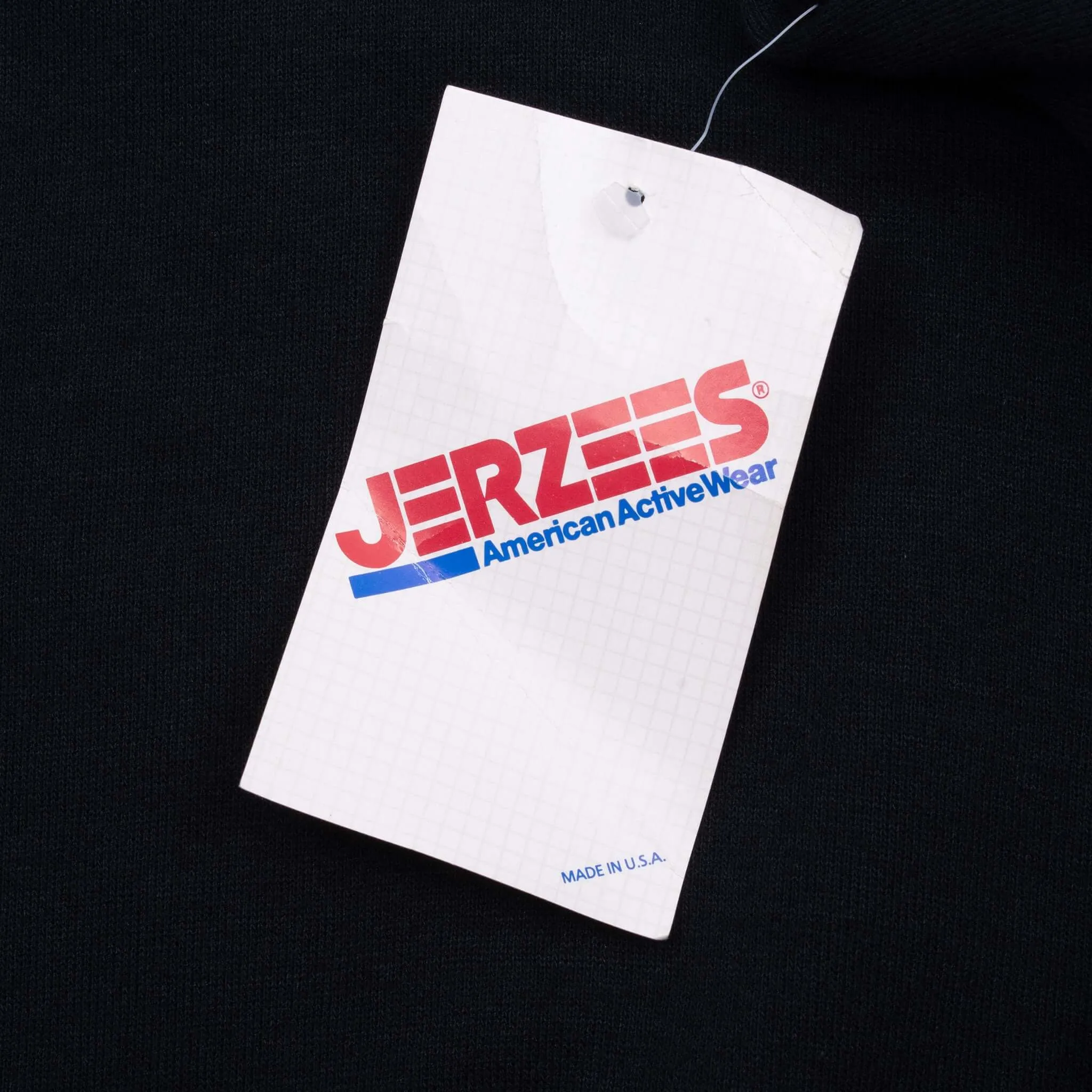 VINTAGE JERZEES BLACK BLANK CREWNECK SWEATSHIRT 1990S LARGE MADE IN USA DEADSTOCK