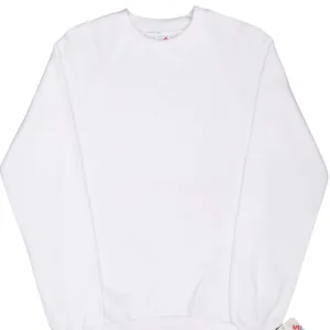VINTAGE JERZEES WHITE BLANK CREWNECK SWEATSHIRT 1990S SMALL MADE IN USA DEADSTOCK