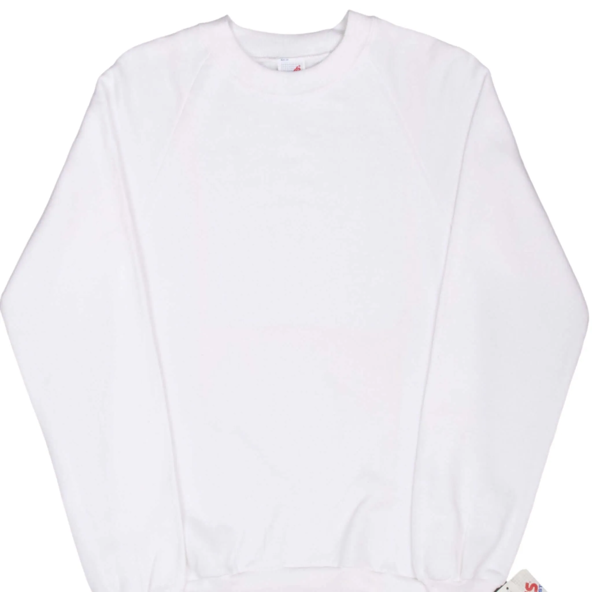 VINTAGE JERZEES WHITE BLANK CREWNECK SWEATSHIRT 1990S SMALL MADE IN USA DEADSTOCK