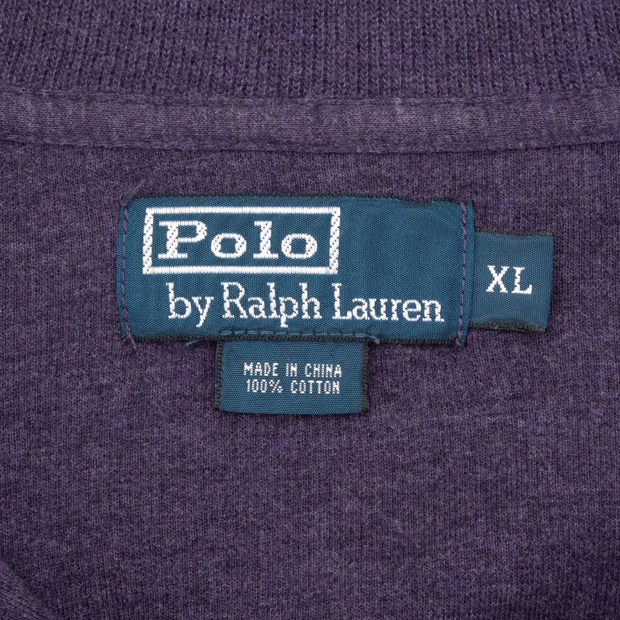 VINTAGE RALPH LAUREN PURPLE QUARTER ZIP SWEATER XL 1990S