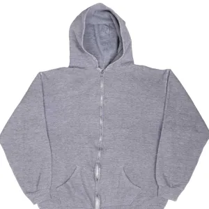 VINTAGE RUSSELL ATHLETIC BLANK GREY ZIP UP HOODIE SWEATSHIRT 1970S XL MADE USA