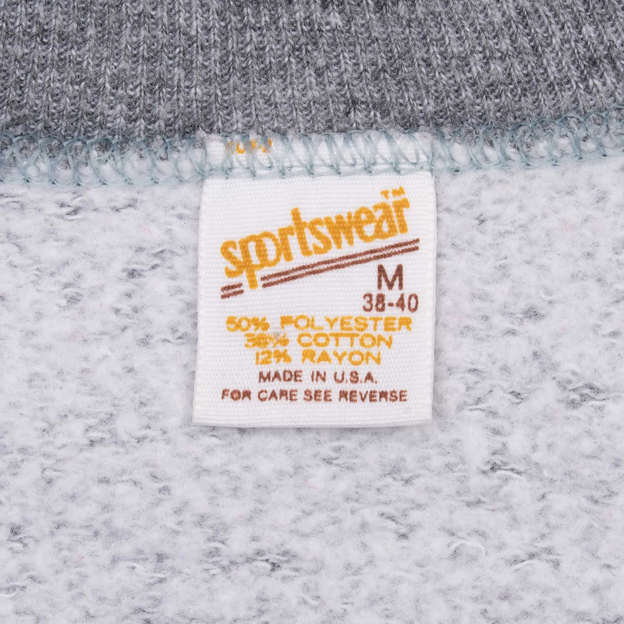 VINTAGE SPORTSWEAR TRI BLEND CREWNECK GREY SWEATSHIRT 1970S MEDIUM MADE USA