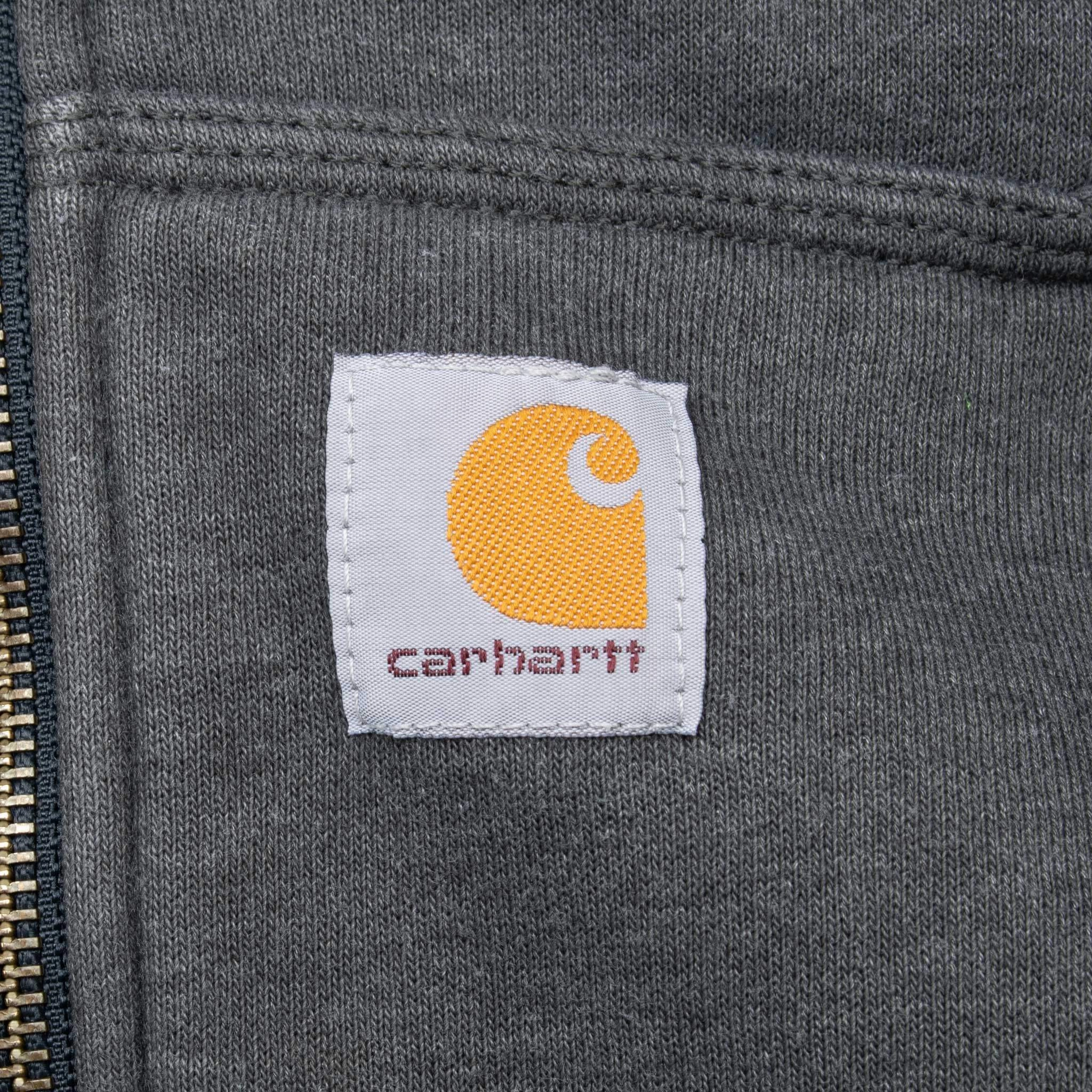 VINTAGE CARHARTT HEAVYWEIGHT SHERPA LINED FULL ZIP GREY HOODIE SWEATSHIRT 2XL