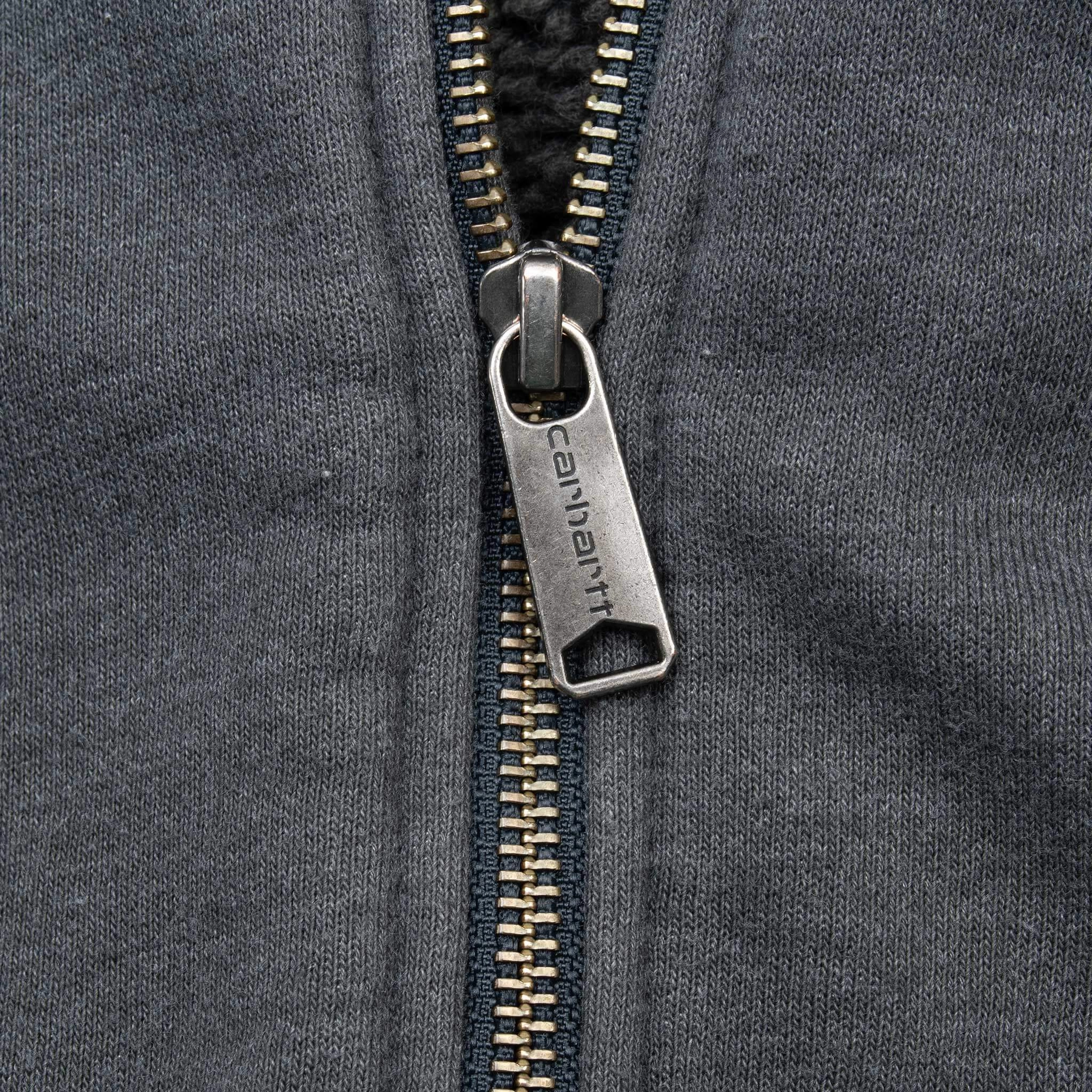 VINTAGE CARHARTT HEAVYWEIGHT SHERPA LINED FULL ZIP GREY HOODIE SWEATSHIRT 2XL
