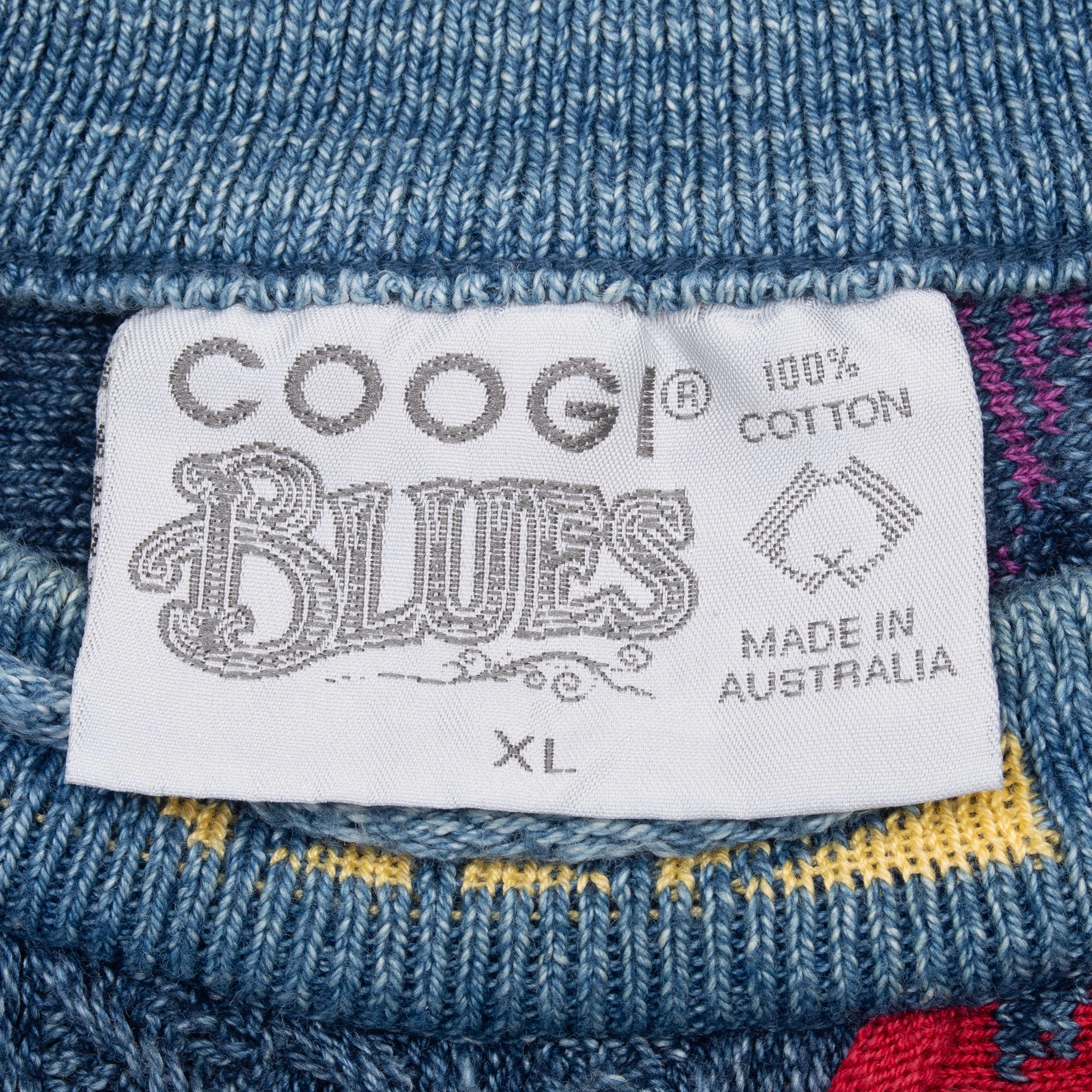 VINTAGE COOGI BLUES KNIT SWEATSHIRT XL 1990S MADE IN AUSTRALIA
