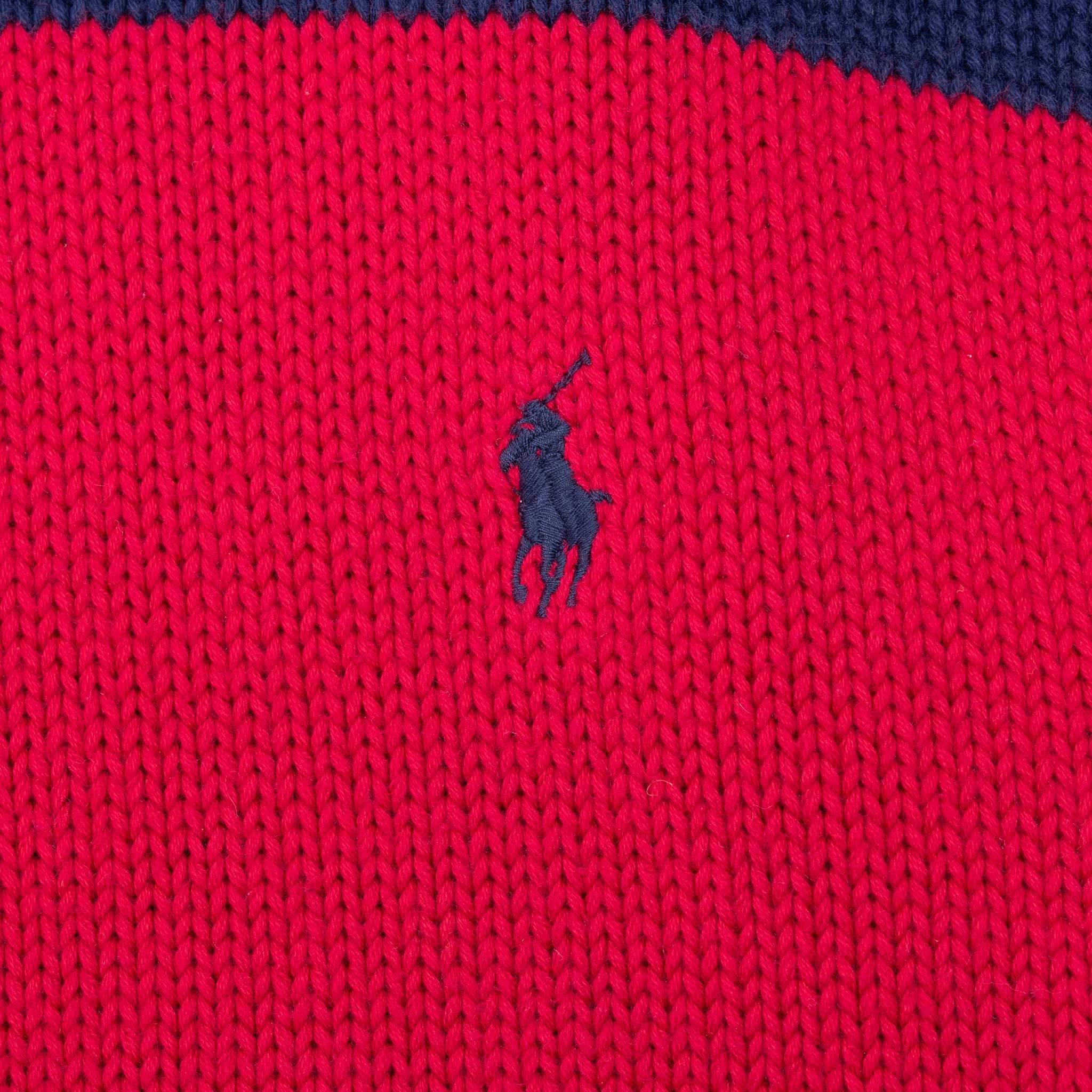 VINTAGE RALPH LAUREN BLUE & RED TURTLE NECK KNIT SWEATER XL 1990S