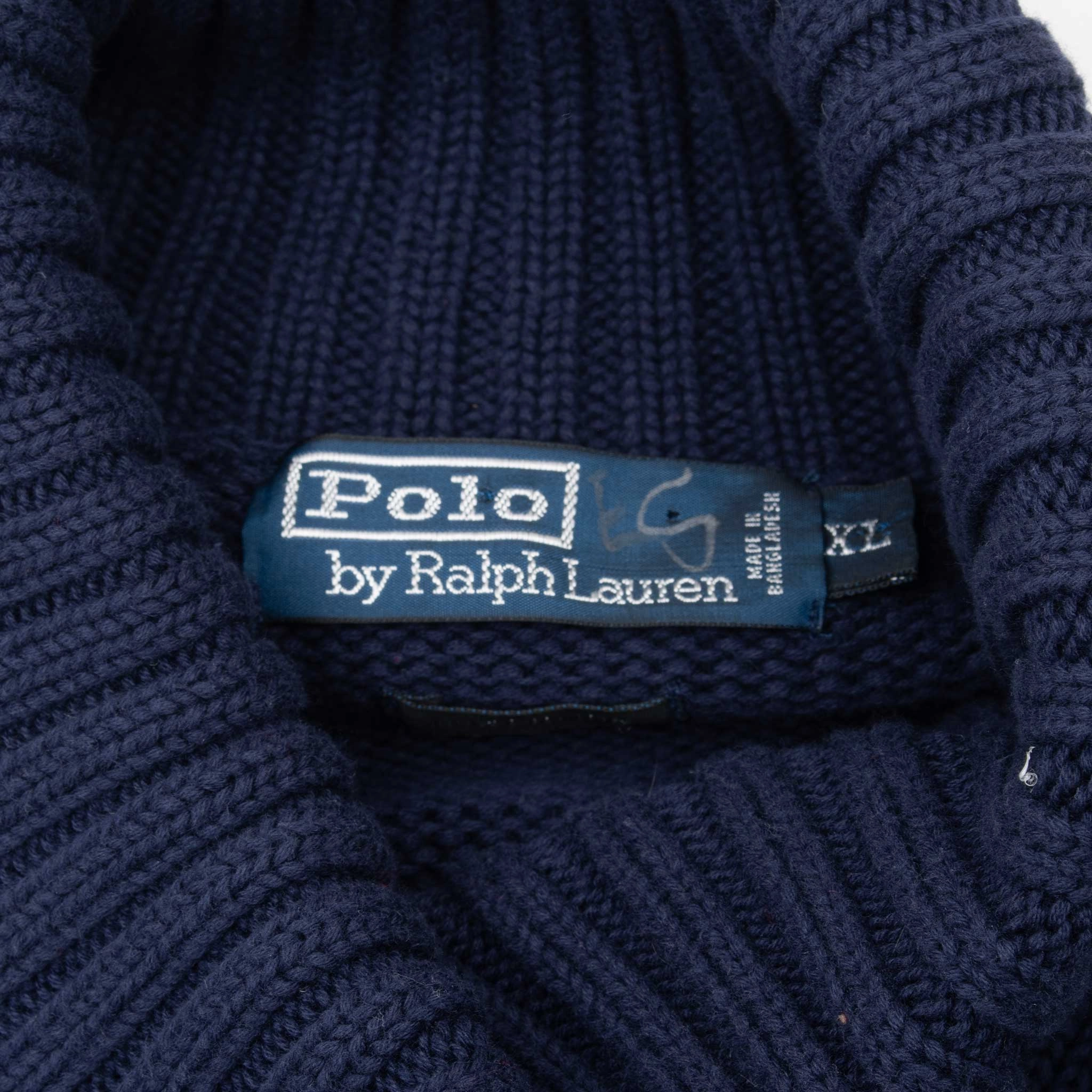 VINTAGE RALPH LAUREN BLUE & RED TURTLE NECK KNIT SWEATER XL 1990S