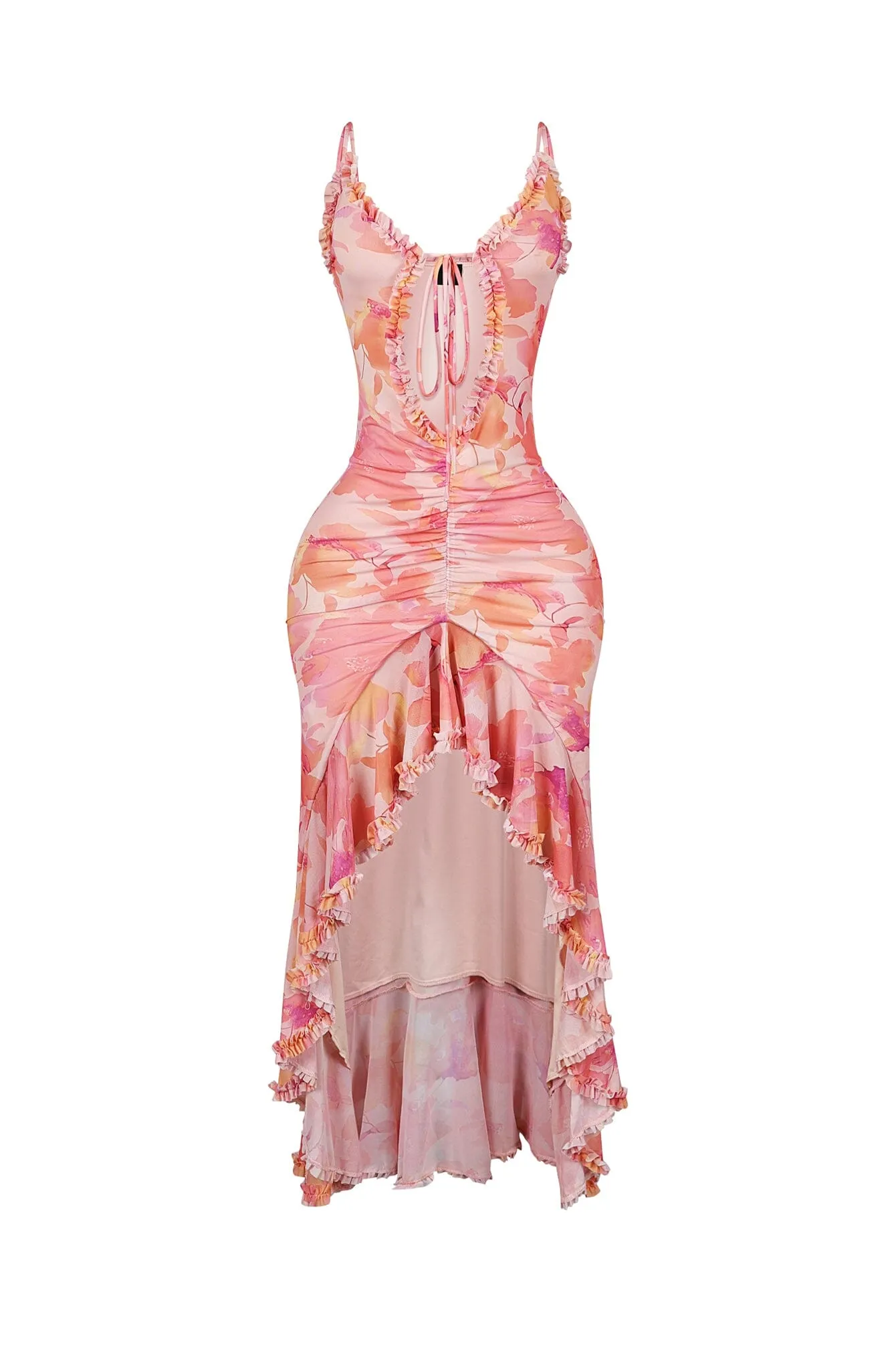 Vividly Colored Mesh Print Maxi Tank Dress