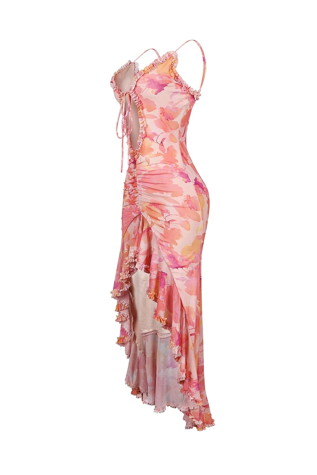 Vividly Colored Mesh Print Maxi Tank Dress