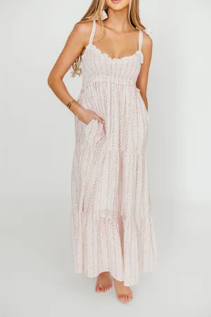 Vivienne Maxi Sundress in Ivory/Pink Floral- Restocking Early April