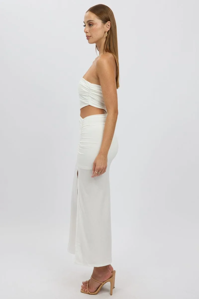 White Bodycon Dress One Shoulder Maxi
