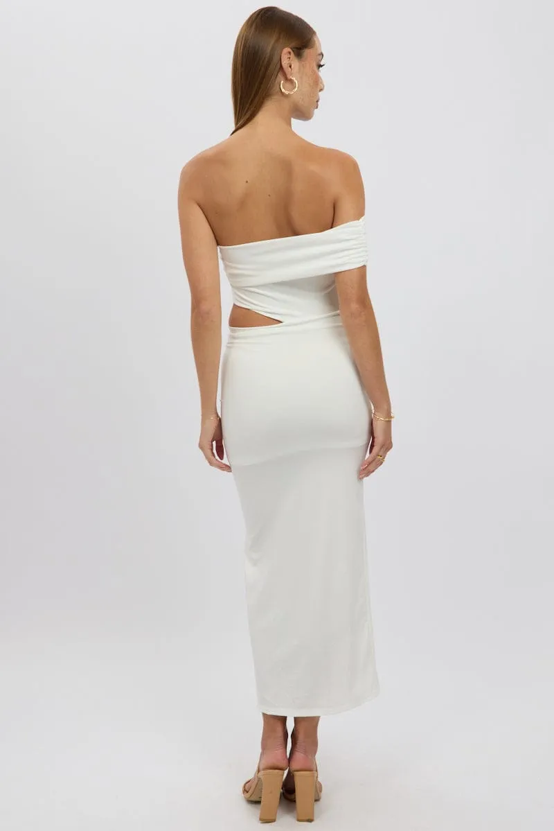 White Bodycon Dress One Shoulder Maxi