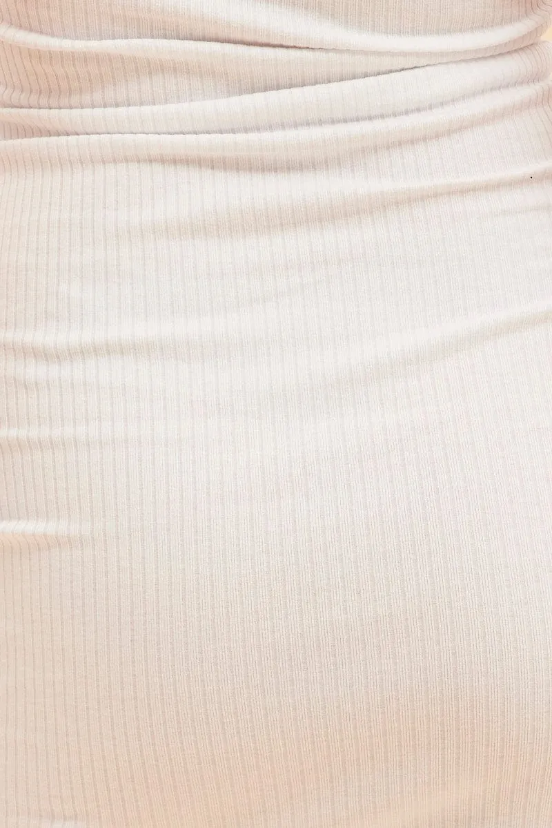 White Prea Rib Bind Detail Crew Neck Tank Dress