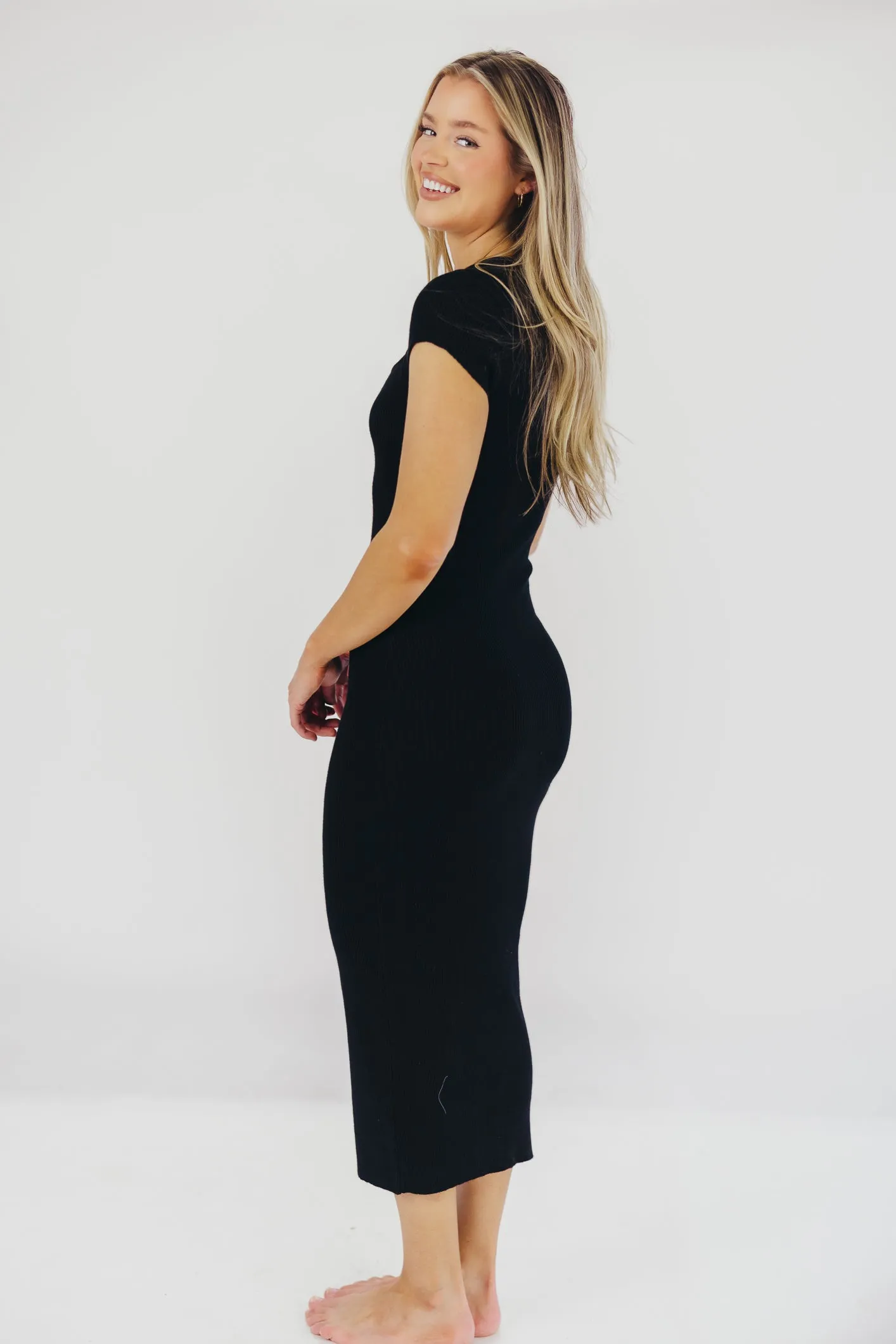 Wren Ribbed Knit Maxi Dress with Square Neckline in Black (XS-XL) - Worth Collective Exclusive