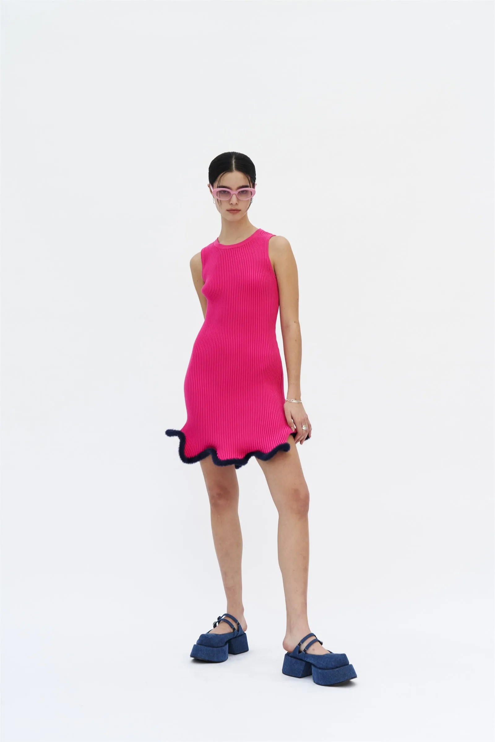 XENA 3D WAVY MINI TANK DRESS